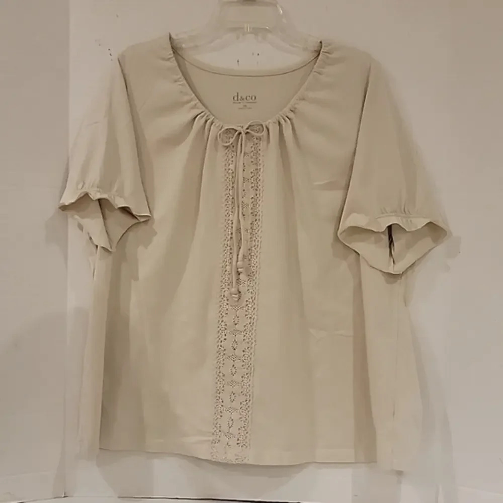 NWOT‎ - DENIM & CO. IVORY SHORT SLEEVE TEE SHIRT (sz 2X)